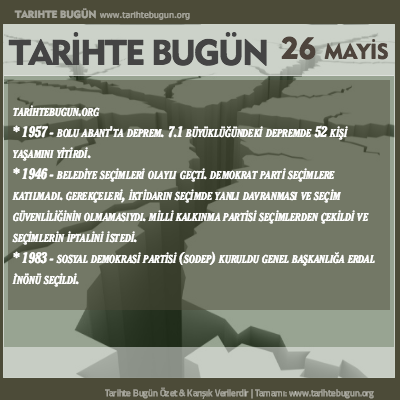 Tarihte Bugün olaylar özet 26 Mayis