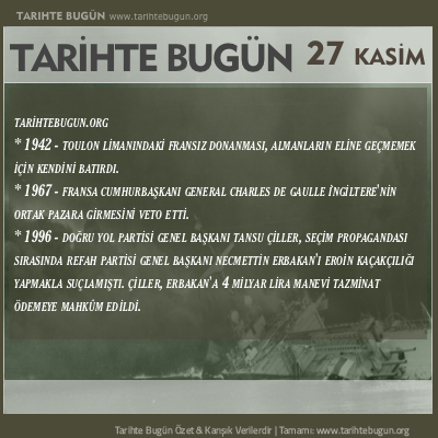 Tarihte Bugün olaylar özet 27 Kasim
