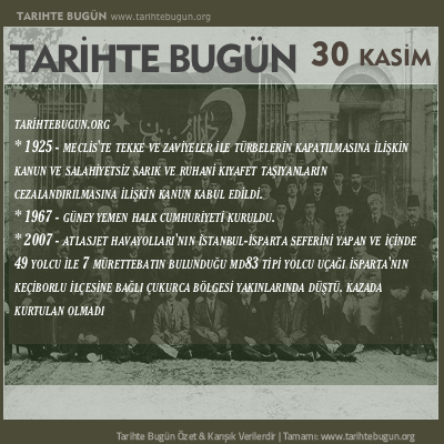 Tarihte Bugün olaylar özet 30 Kasim